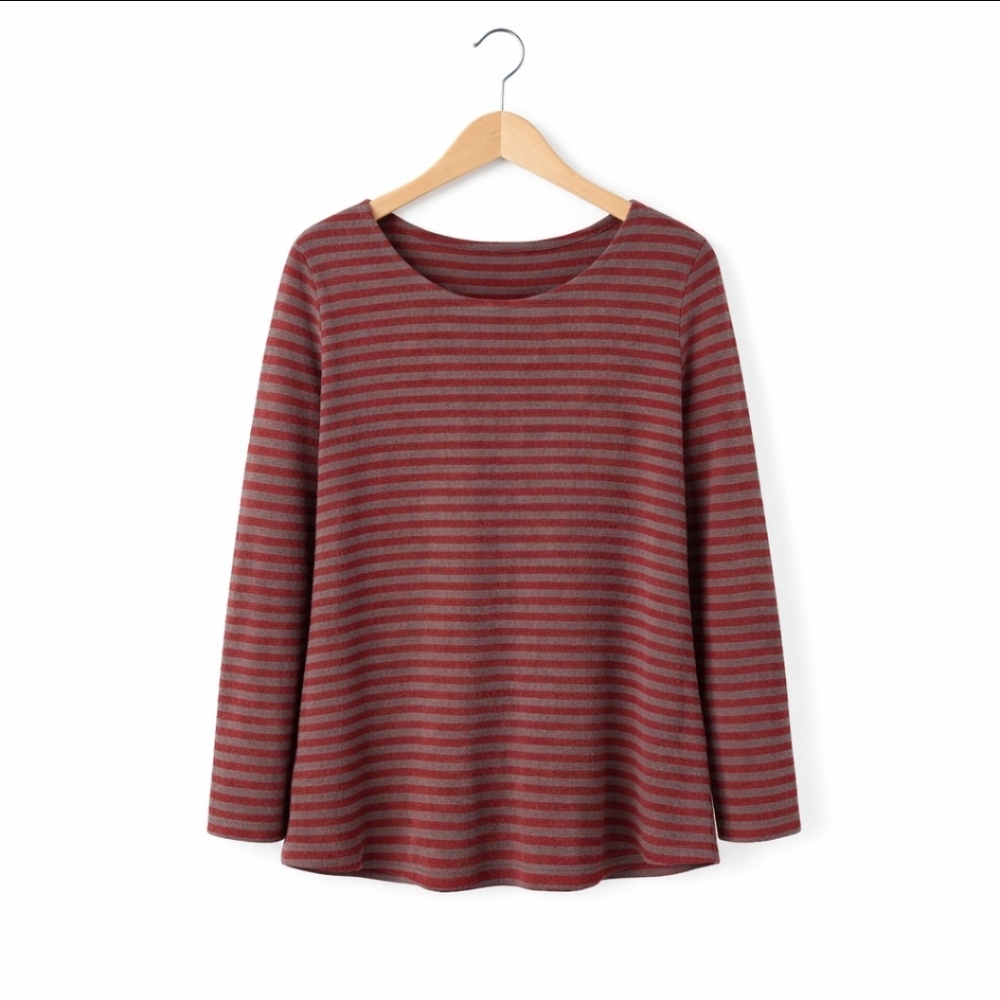 Gap Red And Gray Striped Long Sleeve Womens Tee Sz XL